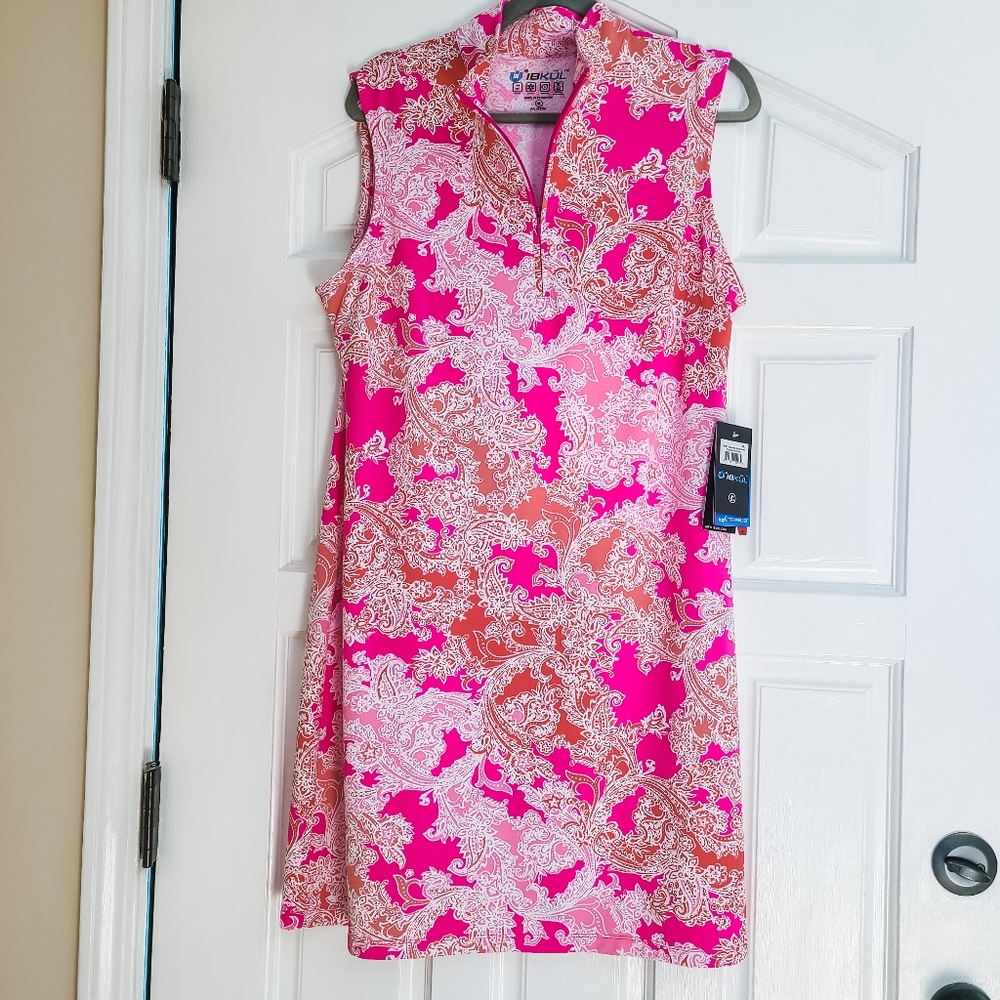 NWT IBKUL Sleeveless Mock Neck Zip Dress s…